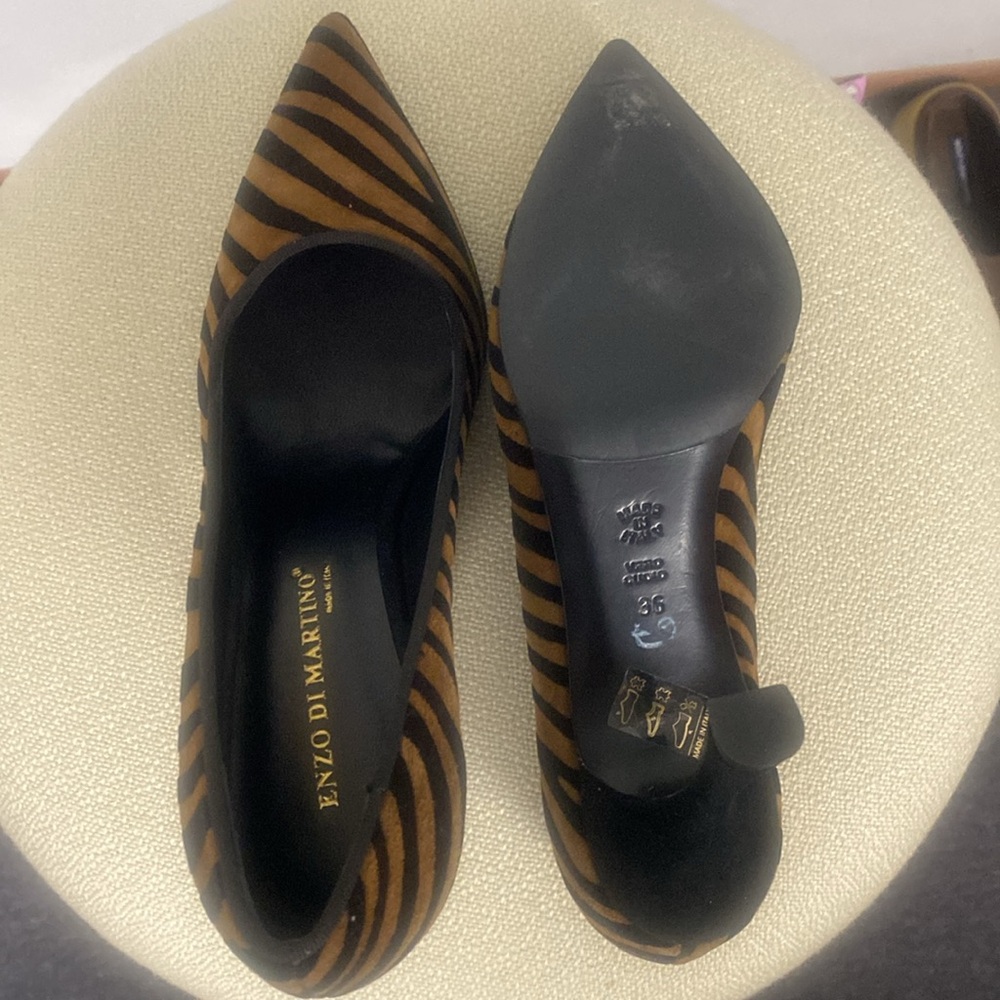 New Enzo Di Martino (Italy)Brown Zebra Print Women's Heels size 6 - Picture 6 of 7